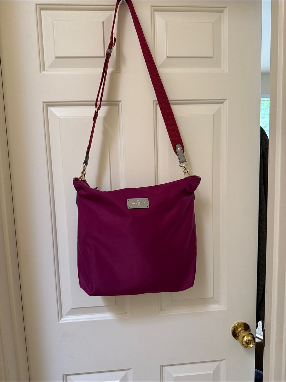 Cole Haan Fuchsia Pink Nylon Crossbody Bag Adjustable Strap